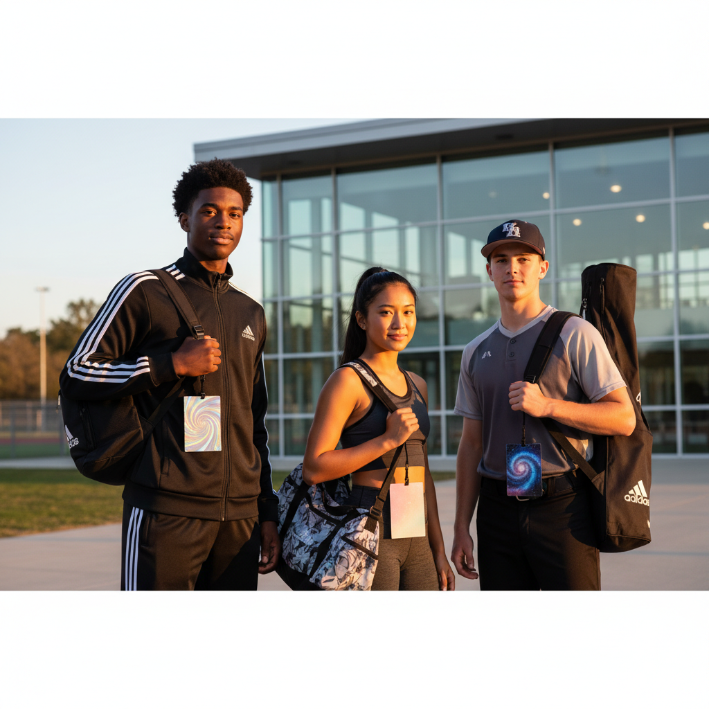 Athletes with custom bag tags