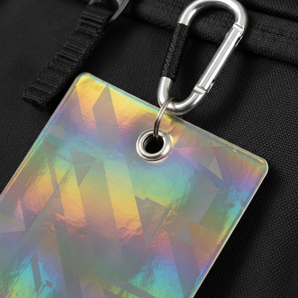 Bag tag closeup on backpack